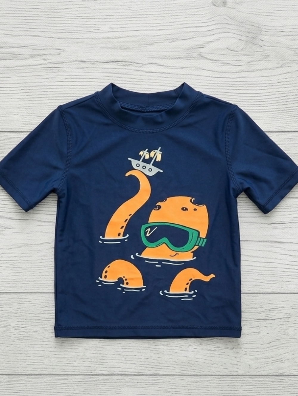 Carter's Navy Rashguard with Orange Octopus